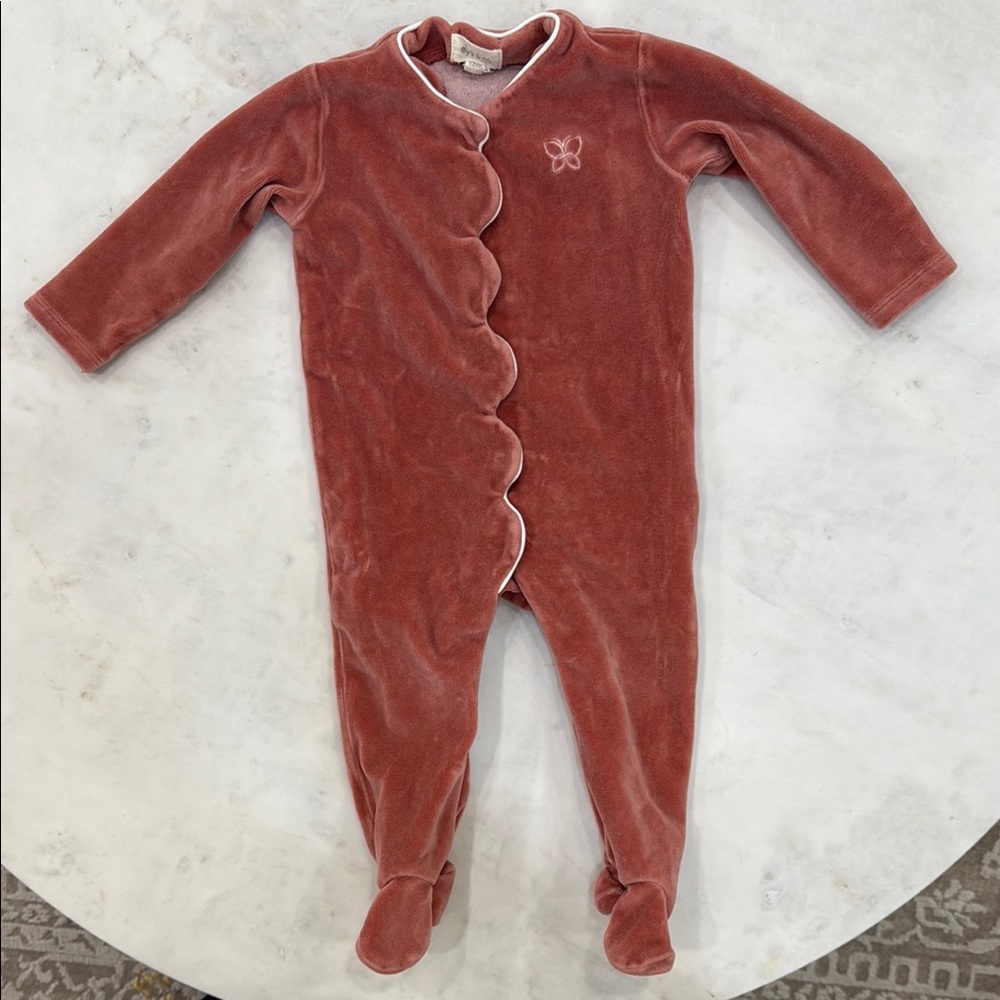 ely's & co. Velour Embroidered Butterfly Collection - Footie | 12 Months